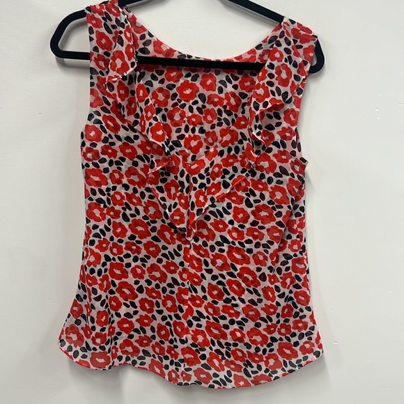 Cabi Poppies Flipside Top Blouse Ruffle V Neck Sleeve-less S - Picture 2 of 5